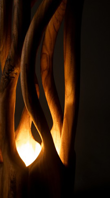 Lámpara Origen detalle en madera