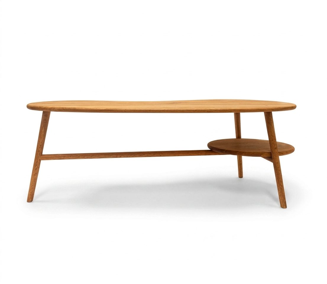 Mesa de centro Páramo en madera maciza de flormorado, vista frontal, hecha a mano por Canorá en Bogotá