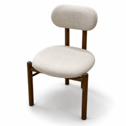 Silla Mara - vista frontal, estructura en madera maciza y tapizado color crema